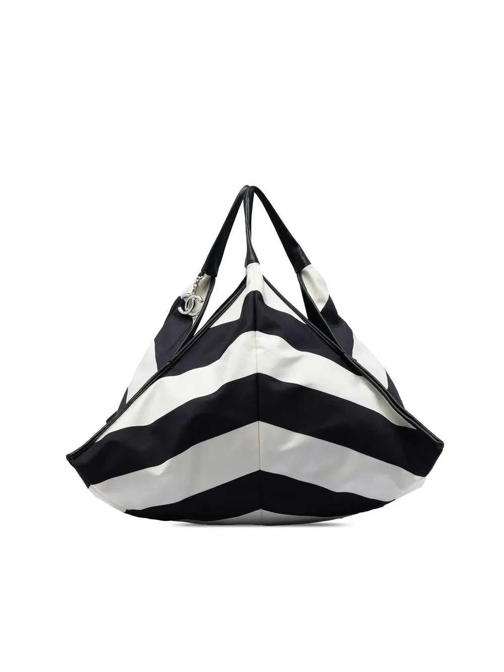 Chanel Cc Canvas Stripe Tote Pre-Loved #321463C13B